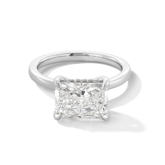 3 CT. T.w. Radiant-Cut Certified Lab-Grown Diamond Sideways Solitaire Engagement Ring in 14K White Gold (F/Vs2)