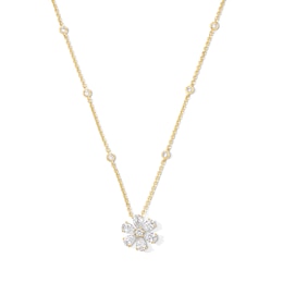 2-1/6 CT. T.W. Pear-Shaped and Round Certified Lab-Grown Diamond Flower Pendant in 14K Gold (F/VS2)