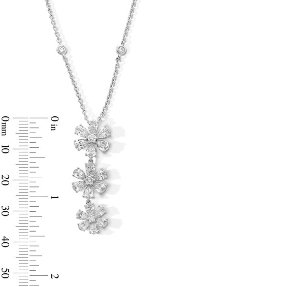 3-1/5 CT. T.w. Pear-Shaped and Round Certified Lab-Grown Diamond Flower Trio Drop Pendant in 14K White Gold (F/Vs2)