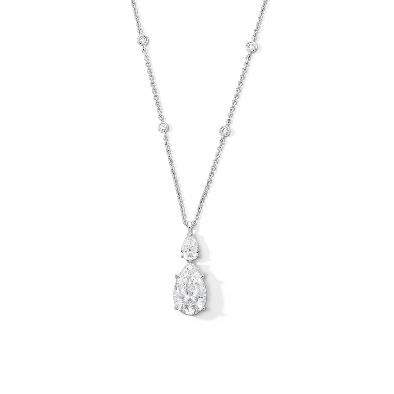 Main Image 1 of 6 CT. T.W. Pear-Shaped Certified Lab-Grown Diamond Double Drop Pendant in 14K White Gold (F/VS2)
