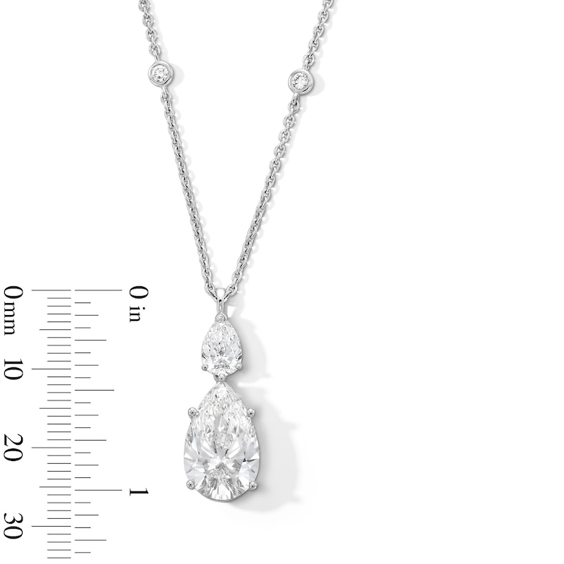 Main Image 3 of 6 CT. T.W. Pear-Shaped Certified Lab-Grown Diamond Double Drop Pendant in 14K White Gold (F/VS2)