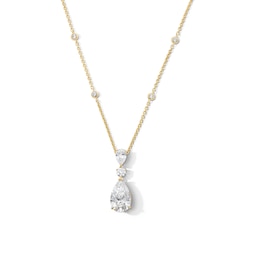 5 CT. T.W. Pear-Shaped and Round Certified Lab-Grown Diamond Station Drop Necklace in 14K Gold (F/VS2)