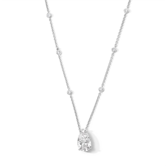 4 CT. T.w. Pear-Shaped Certified Lab-Grown Diamond Station Necklace in 14K White Gold (F/Vs2)