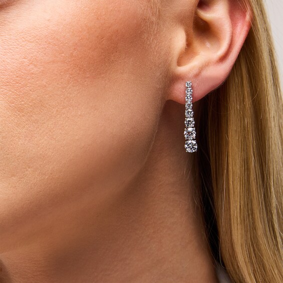 3-7/8 CT. T.w. Certified Lab-Grown Diamond Graduated Linear Drop Earrings in 14K White Gold (F/Vs2)