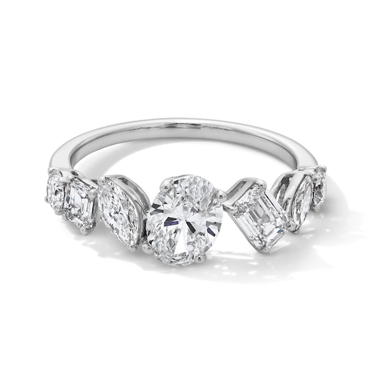 2 CT. T.w. Multi-Shaped Certified Lab-Grown Diamond Seven Stone Ring in 14K White Gold (F/Vs2)