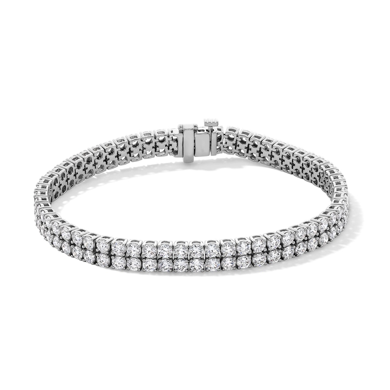 Main Image 1 of 9 CT. T.W. Certified Lab-Grown Diamond Double Row Tennis Bracelet in 14K White Gold (F/VS2)