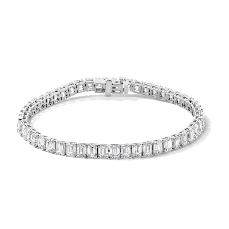 Main Image 1 of 15-3/8 CT. T.W. Emerald-Cut Certified Lab-Grown Diamond Tennis Bracelet in 14K White Gold (F/VS2)