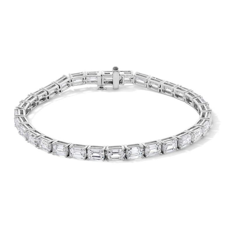 Main Image 1 of 16-1/2 CT. T.W. Emerald-Cut Certified Lab-Grown Diamond Tennis Bracelet in 14K White Gold (F/VS2) - 8"