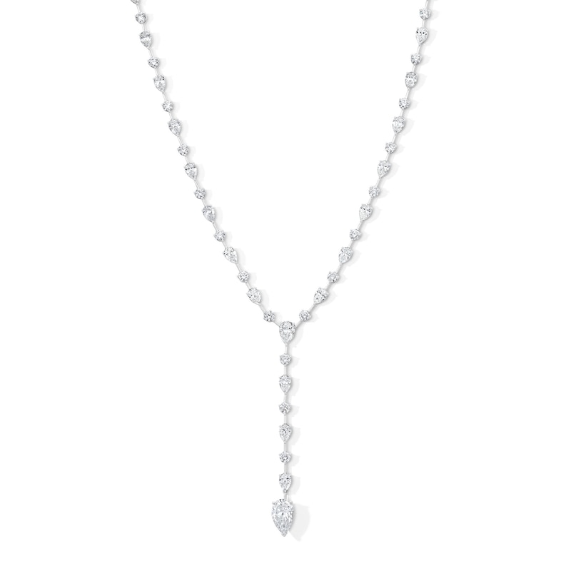 Main Image 1 of 22 CT. T.W. Pear-Shaped and Round Certified Lab-Grown Diamond "Y" Necklace in 14K White Gold (F/VS2)