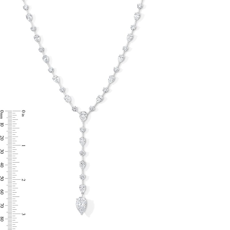 Main Image 4 of 22 CT. T.W. Pear-Shaped and Round Certified Lab-Grown Diamond "Y" Necklace in 14K White Gold (F/VS2)