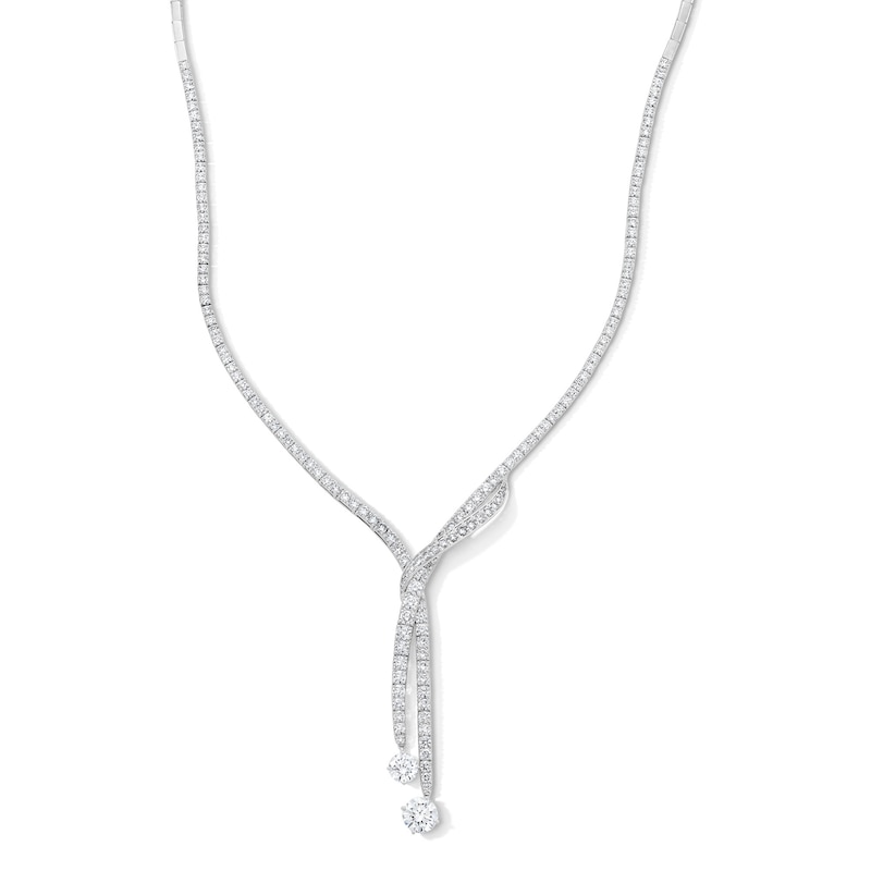 Main Image 1 of 13 CT. T.W. Certified Lab-Grown Diamond Lariat Necklace in 14K White Gold (F/VS2)