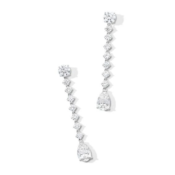 4 CT. T.w. Pear-Shaped and Round Certified Lab-Grown Diamond Linear Drop Earrings in 14K White Gold (F/Vs2)