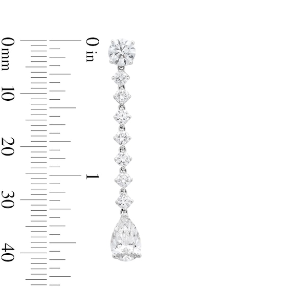4 CT. T.w. Pear-Shaped and Round Certified Lab-Grown Diamond Linear Drop Earrings in 14K White Gold (F/Vs2)