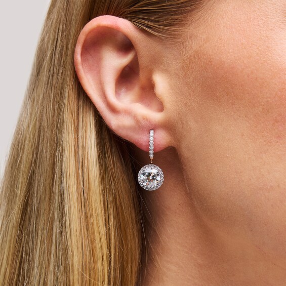 4-3/4 CT. T.w. Certified Lab-Grown Diamond Frame Hoop Drop Earrings in 14K Rose Gold (F/Vs2)