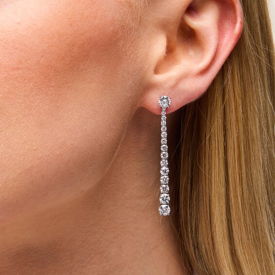 4-3/4 CT. T.w. Certified Lab-Grown Diamond Graduated Linear Drop Earrings in 14K White Gold (F/Vs2)