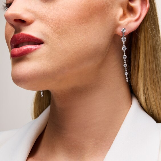 5-5/8 CT. T.w. Certified Lab-Grown Diamond Graduated Linear Drop Earrings in 14K White Gold (F/Vs2)