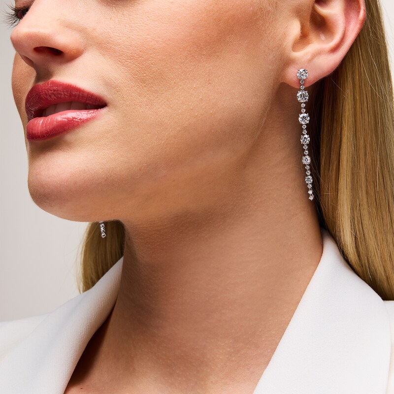 Main Image 2 of 5-5/8 CT. T.W. Certified Lab-Grown Diamond Graduated Linear Drop Earrings in 14K White Gold (F/VS2)