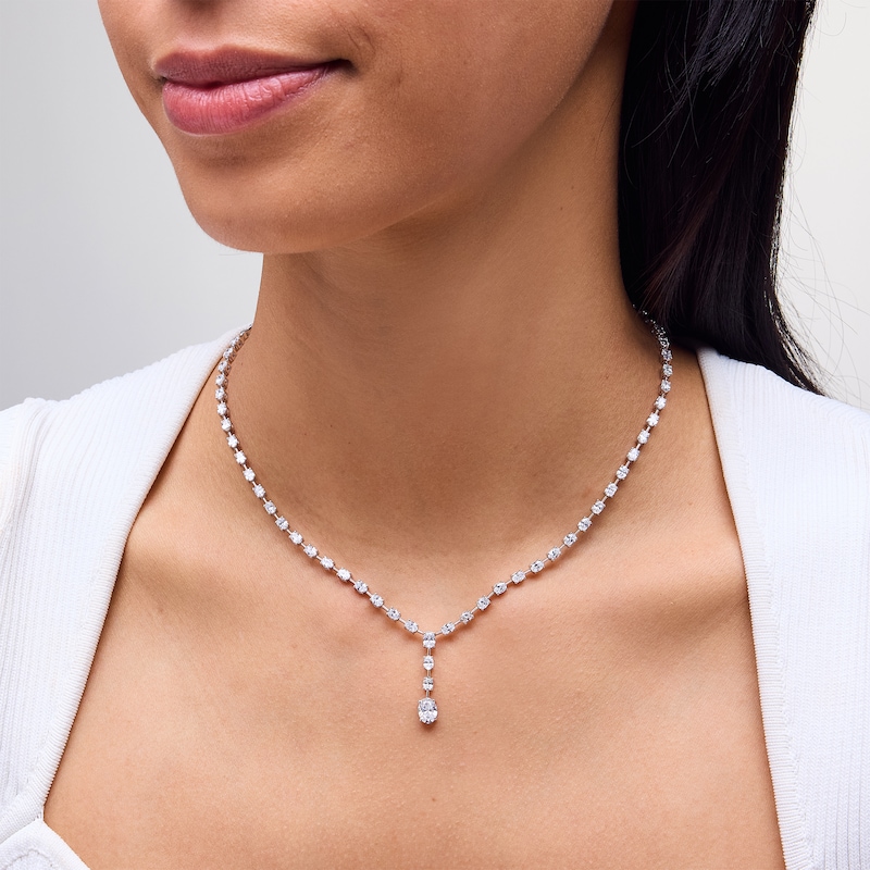 Main Image 2 of 5 CT. T.W. Oval Certified Lab-Grown Diamond Drop Necklace in 14K White Gold (F/VS2) - 16”