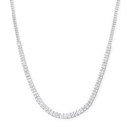 15 CT. T.W. Emerald-Cut Certified Lab-Grown Diamond Graduated Necklace in 14K White Gold (F/VS2)