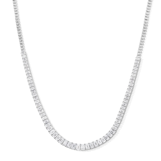 15 CT. T.w. Emerald-Cut Certified Lab-Grown Diamond Graduated Necklace in 14K White Gold (F/Vs2)
