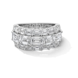5 CT. T.W. Emerald-Cut Certified Lab-Grown Diamond Three-Row Band in 14K White Gold (F/VS2)