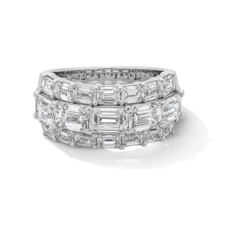 Main Image 1 of 5 CT. T.W. Emerald-Cut Certified Lab-Grown Diamond Three-Row Band in 14K White Gold (F/VS2)