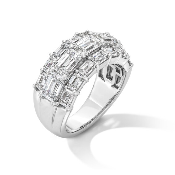 5 CT. T.w. Emerald-Cut Certified Lab-Grown Diamond Three-Row Band in 14K White Gold (F/Vs2)