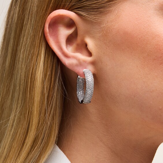 5 CT. T.w. Certified Lab-Grown Diamond Multi-Row Inside-Out Hoop Earrings in 14K White Gold (F/Vs2)