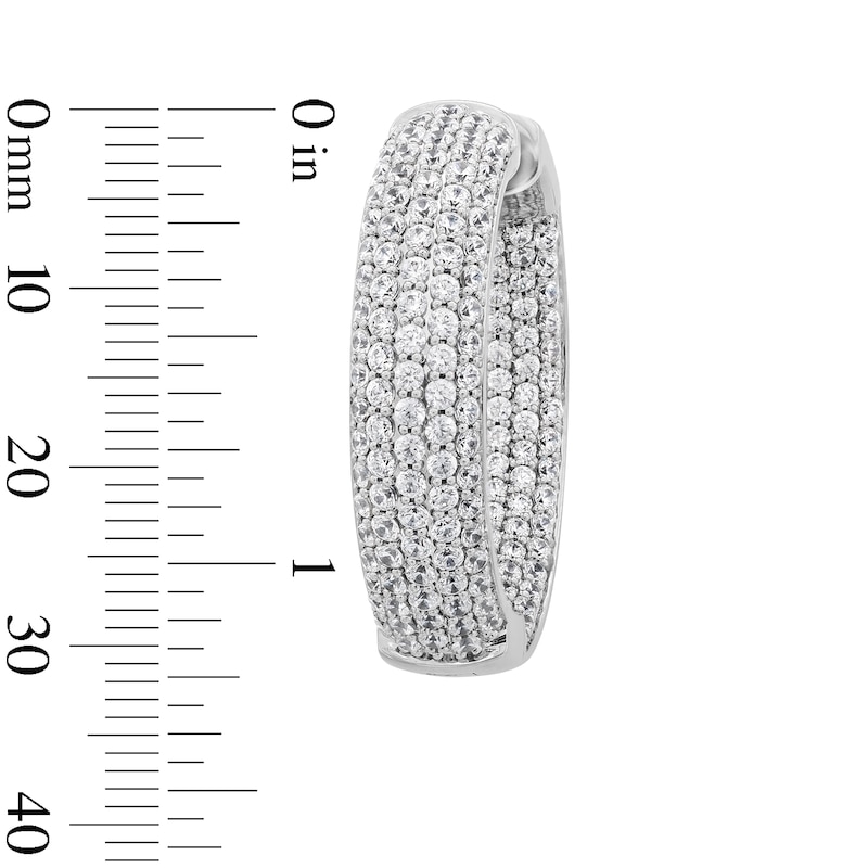 Main Image 3 of 5 CT. T.W. Certified Lab-Grown Diamond Multi-Row Inside-Out Hoop Earrings in 14K White Gold (F/VS2)