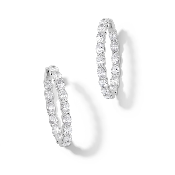 7 CT. T.w. Oval Certified Lab-Grown Diamond Inside-Out Hoop Earrings in 14K White Gold (F/Vs2)