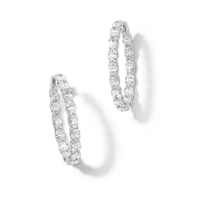 Main Image 1 of 7 CT. T.W. Oval Certified Lab-Created Diamond Inside-Out Hoop Earrings in 14K White Gold (F/VS2)