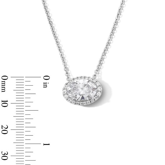 3-1/2 CT. T.w. Oval Certified Lab-Grown Diamond Frame Sideways Necklace in 14K White Gold (F/Vs2)