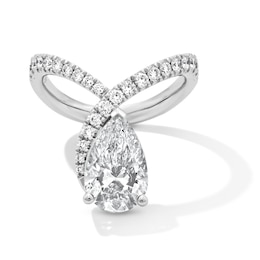 2-7/8 CT. T.W. Pear-Shaped Certified Lab-Grown Diamond Chevron Ring in 14K White Gold (F/VS2)