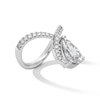 Thumbnail Image 3 of 2-7/8 CT. T.W. Pear-Shaped Certified Lab-Grown Diamond Chevron Ring in 14K White Gold (F/VS2)