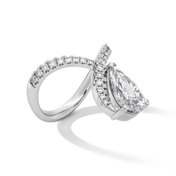 2-7/8 CT. T.w. Pear-Shaped Certified Lab-Grown Diamond Chevron Ring in 14K White Gold (F/Vs2)