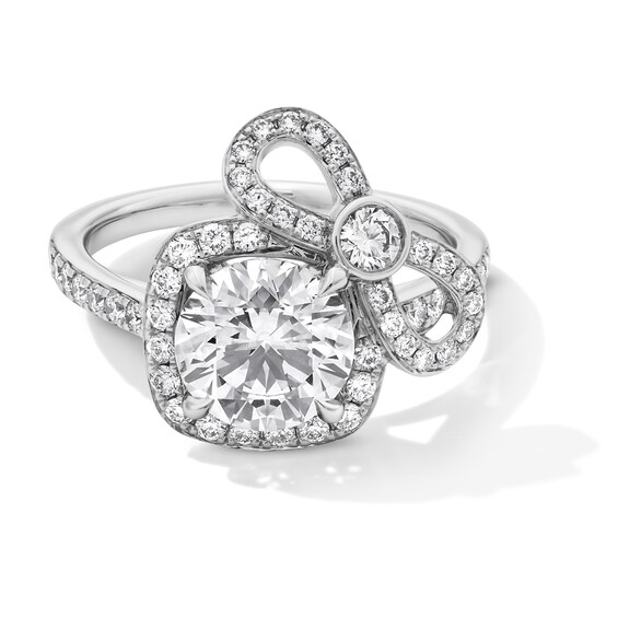 2-1/2 CT. T.w. Certified Lab-Grown Diamond Cushion Frame and Bow Ring in 14K White Gold (F/Vs2)