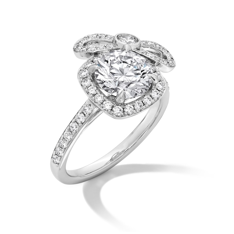 Main Image 3 of 2-1/2 CT. T.W. Certified Lab-Created Diamond Cushion Frame and Bow Ring in 14K White Gold (F/VS2)