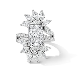 6-7/8 CT. T.W. Radiant-Cut Certified Lab-Grown Diamond Bypass Floral Ring in 14K White Gold (F/VS2)