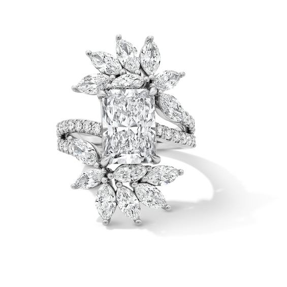 6-7/8 CT. T.w. Radiant-Cut Certified Lab-Grown Diamond Bypass Floral Ring in 14K White Gold (F/Vs2)