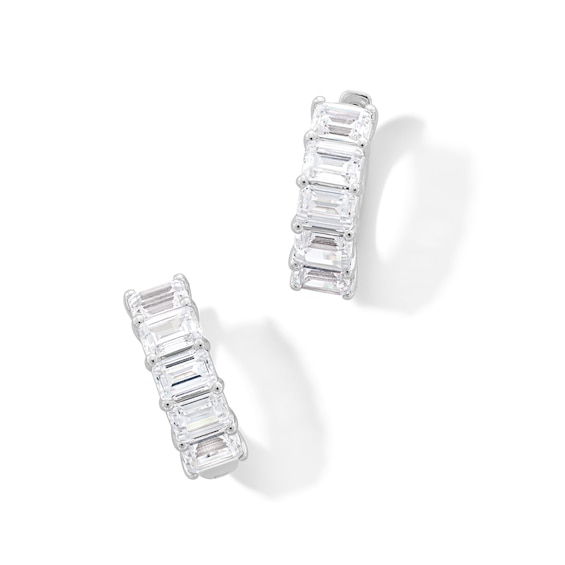 5 CT. T.w. Emerald-Cut Certified Lab-Grown Diamond Hoop Earrings in 14K White Gold (F/Vs2)
