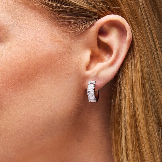 5 CT. T.w. Emerald-Cut Certified Lab-Grown Diamond Hoop Earrings in 14K White Gold (F/Vs2)