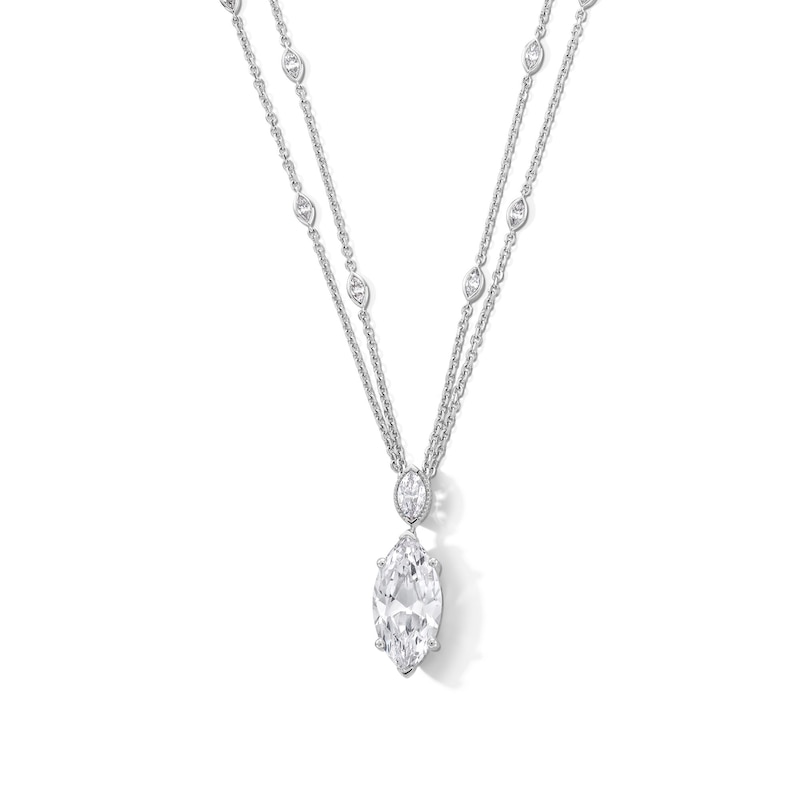 Main Image 1 of 5-3/4 CT. T.W. Marquise-Cut Certified Lab-Grown Diamond Double Strand Drop Pendant in 14K White Gold (F/VS2)
