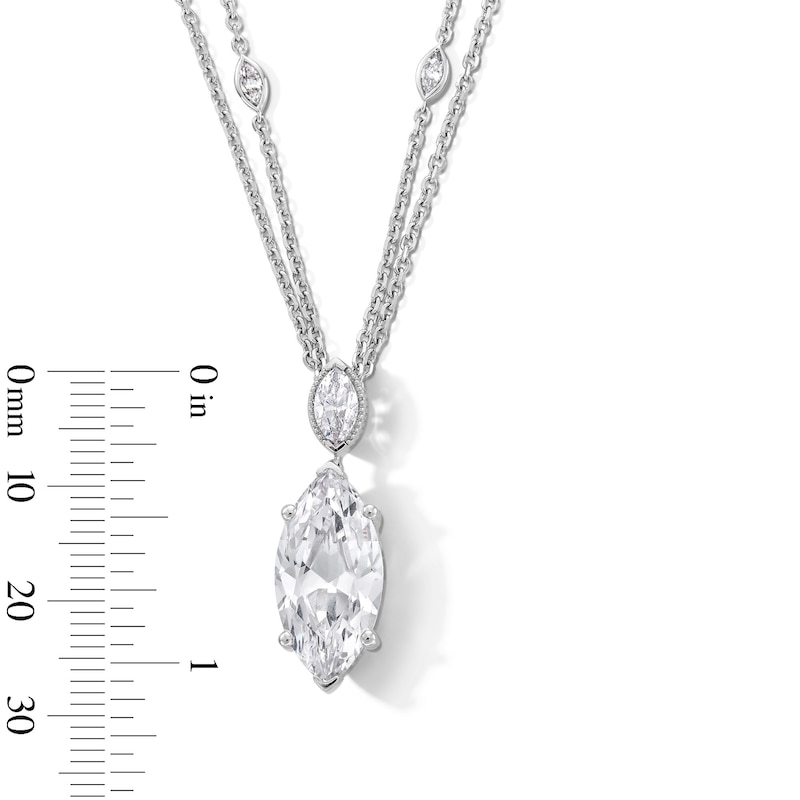 Main Image 3 of 5-3/4 CT. T.W. Marquise-Cut Certified Lab-Grown Diamond Double Strand Drop Pendant in 14K White Gold (F/VS2)