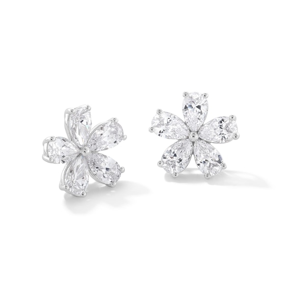 3-7/8 CT. T.w. Pear-Shaped Certified Lab-Grown Diamond Flower Stud Earrings in 14K White Gold (F/Vs2)