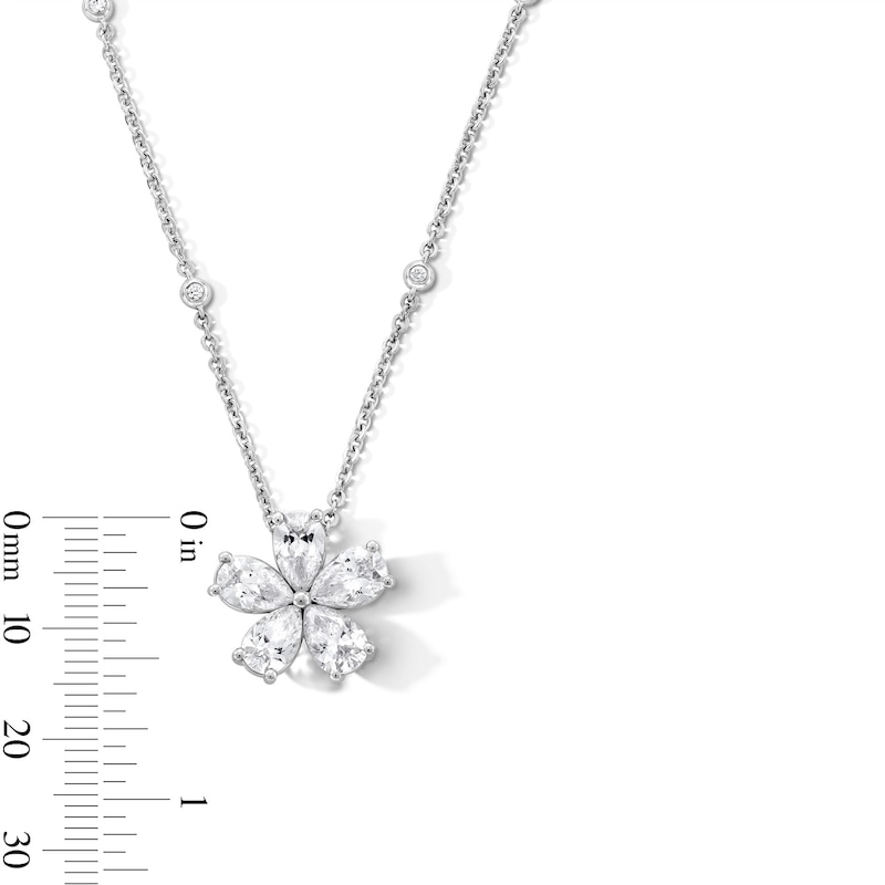 Main Image 4 of 3 CT. T.W. Pear-Shaped Certified Lab-Grown Diamond Flower Necklace in 14K White Gold (F/VS2)