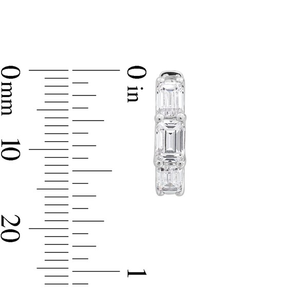 2 CT. T.w. Emerald-Cut Certified Lab-Grown Diamond Three Stone Hoop Earrings in 14K White Gold (F/Vs2)