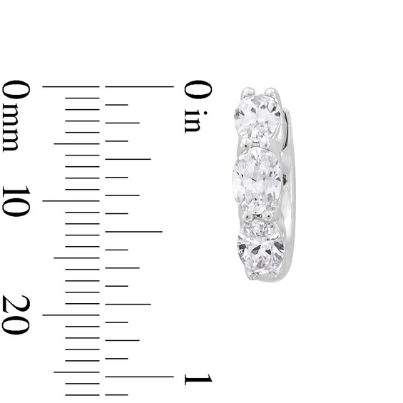 2 CT. T.w. Oval Certified Lab-Grown Diamond Three Stone Hoop Earrings in 14K White Gold (F/Vs2)