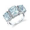 Thumbnail Image 1 of Cushion-Cut Aquamarine and 1/10 CT. T.W. Diamond Three Stone Ring in Sterling Silver