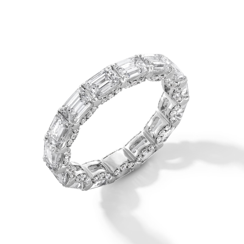 Main Image 3 of 5-1/6 CT. T.W. Emerald-Cut Certified Lab-Grown Diamond Eternity Band in 14K White Gold (F/VS2) - Size 8