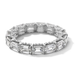 5-1/6 CT. T.W. Emerald-Cut Certified Lab-Created Diamond Eternity Band in 14K White Gold (F/VS2) - Size 7
